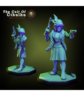 Flapper Armed with Gun Cthulhu Investigator 32mm - STL Files