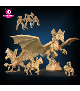 Four Beasts (Saddled): Dragon, Griffin, Horse, Battle Dog for Riding Wizards Fantasy RPG - STL Files